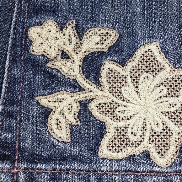 Paige Embroidered Benedict Canyon Boot Cut Jeans 26 - Picture 6 of 12